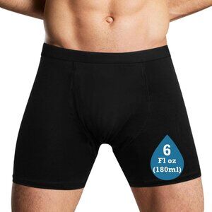 Men's Reusable Incontinence Boxer Briefs, Leak Proof Protection, Black, XL, 1pc